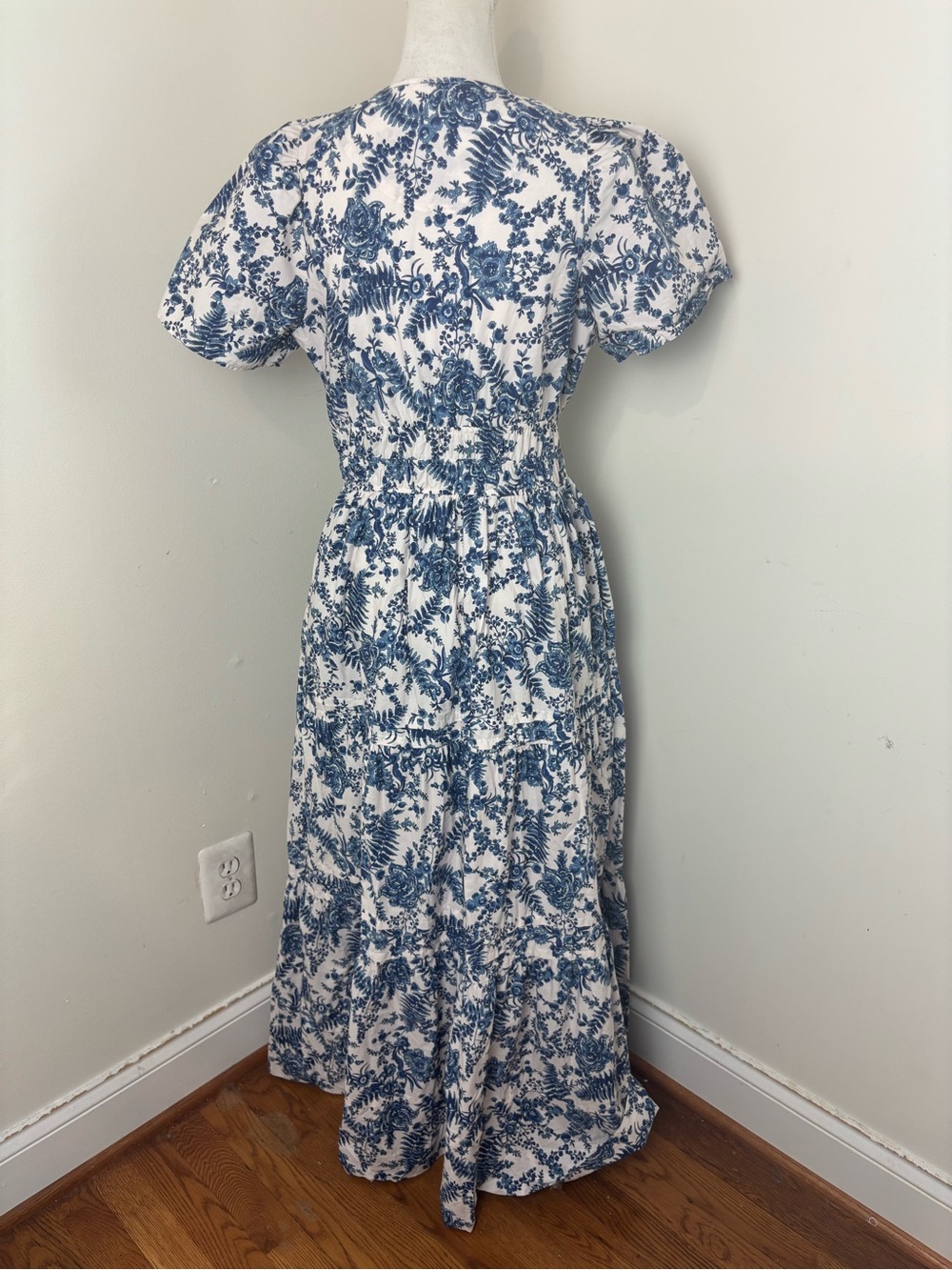 Anthropologie Cotton Somerset Tiered Maxi Dress In Blue Chinoiserie Size Medium - Picture 15 of 16